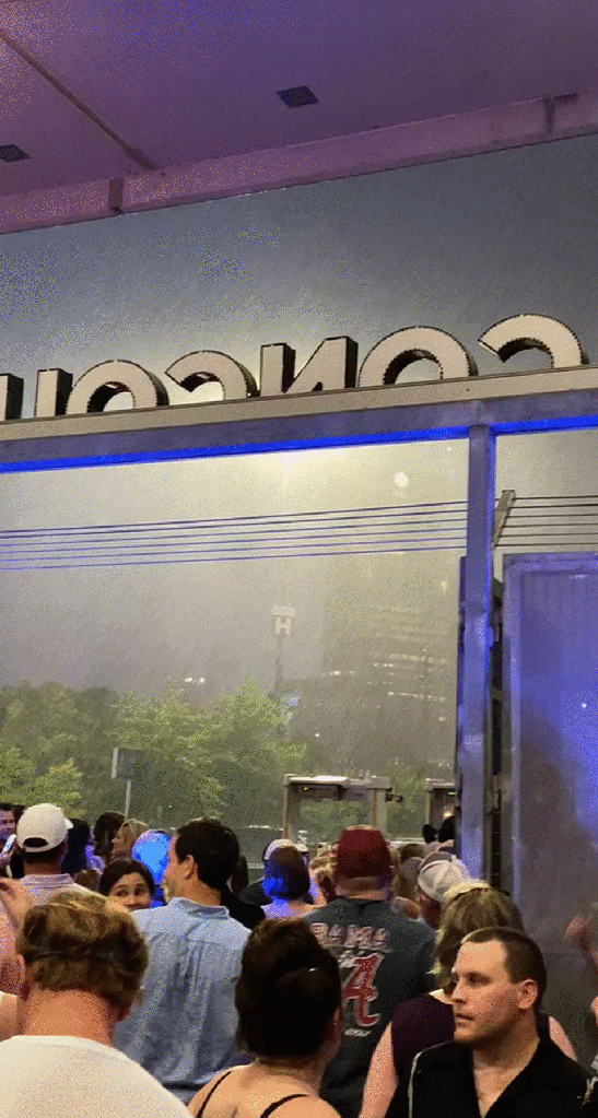 Thunder storm outside Gate 6 at Nissan Stadium