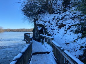Riverwalk at Ijams, covered in snow